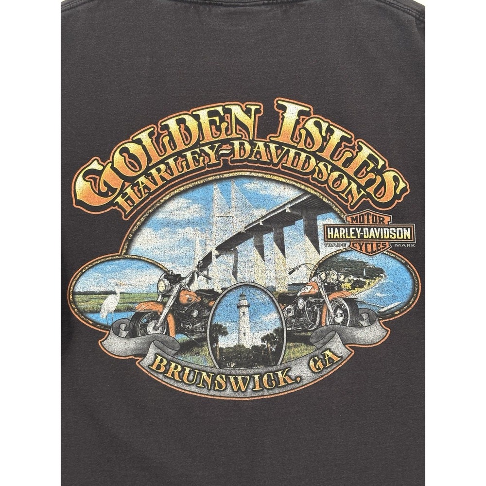 Harely Davidson Golden Isles Brunswick GA 2016 Graphic Tee XL Biker Black 0700 - Picture 4 of 8